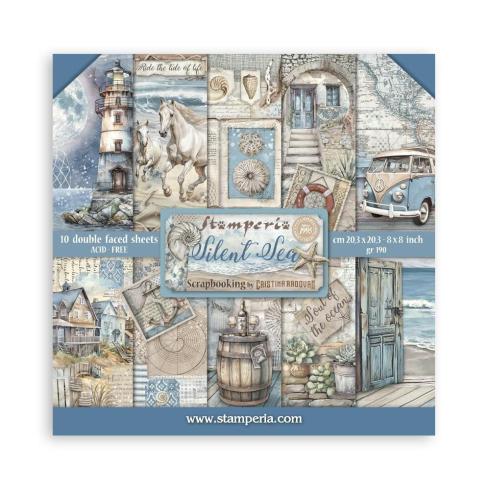 Stamperia - Designpapier "Silent Sea" Paper Pack 8x8 Inch - 10 Bogen