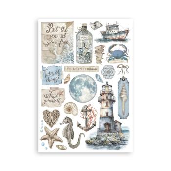 Stamperia - Washi Papier "Silent Sea" Washi Pad 14,8x21cm - 8 Bogen