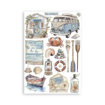 Stamperia - Washi Papier "Silent Sea" Washi Pad 14,8x21cm - 8 Bogen
