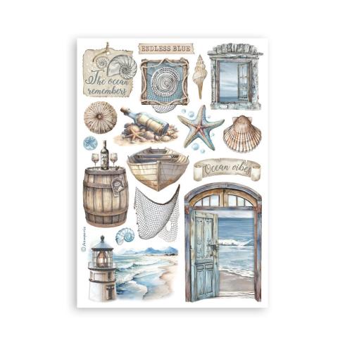 Stamperia - Washi Papier "Silent Sea" Washi Pad 14,8x21cm - 8 Bogen