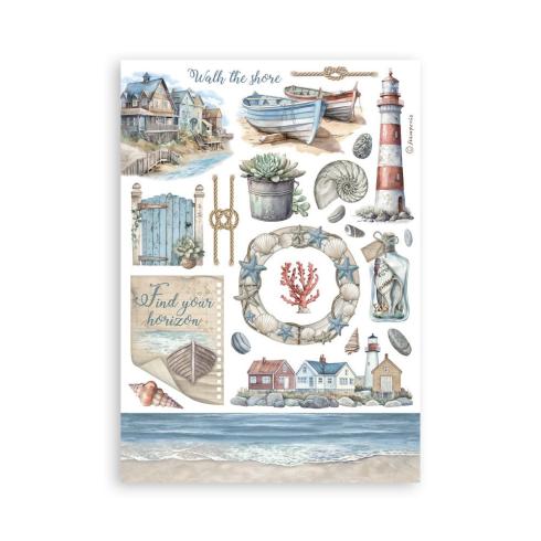 Stamperia - Washi Papier "Silent Sea" Washi Pad 14,8x21cm - 8 Bogen
