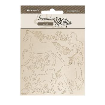 Stamperia - Holzteile 14x14 cm "Horses" Decorative Chips