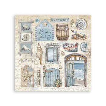Stamperia - Aufkleber "Silent Sea" Sticker 16,5x16,5cm - 4 Bogen