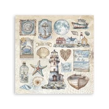 Stamperia - Aufkleber "Silent Sea" Sticker 16,5x16,5cm - 4 Bogen