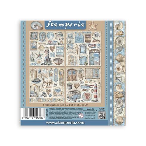 Stamperia - Aufkleber "Silent Sea" Sticker 16,5x16,5cm - 4 Bogen
