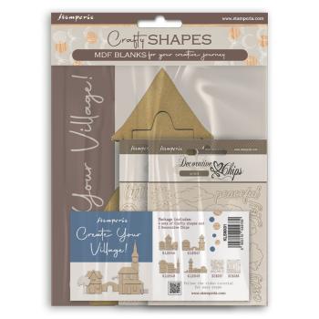 Stamperia - Holzteile "Silent Sea Village Kit" MDF Crafty Shapes Blanks & Decorative Chips