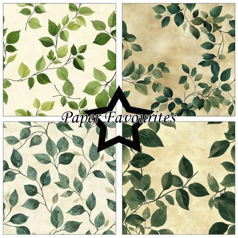 Paper Favourites - Designpapier "Green Leaves" Paper Pack 12x12 Inch 8 Bogen