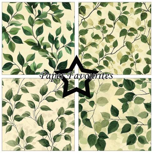 Paper Favourites - Designpapier "Green Leaves" Paper Pack 12x12 Inch 8 Bogen