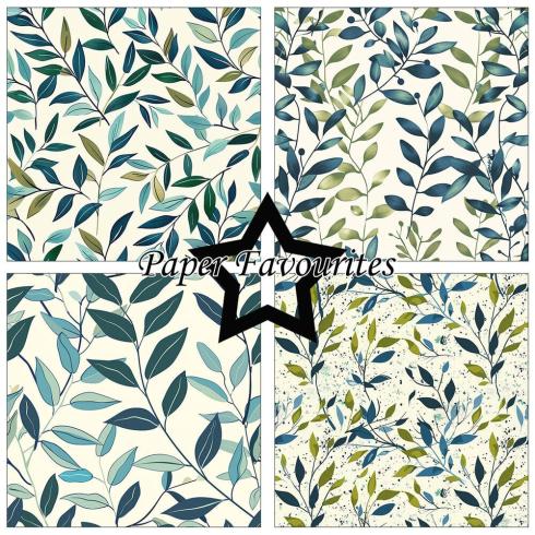 Paper Favourites - Designpapier "Vintage Green Leaves" Paper Pack 12x12 Inch 8 Bogen