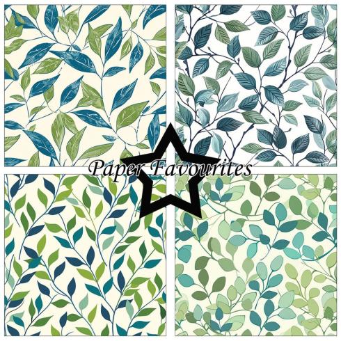 Paper Favourites - Designpapier "Vintage Green Leaves" Paper Pack 12x12 Inch 8 Bogen