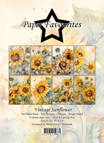 Paper Favourites - Designpapier "Vintage Sunflower" Paper Pack A6 - 24 Bogen