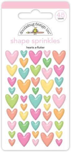Doodlebug Design - Epoxy Sticker "Butterfly Kisses Hearts A-Flutter" Shape Sprinkles