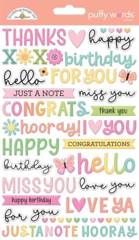 Doodlebug Design - Aufkleber "Butterfly Kisses" Puffy Words Sticker