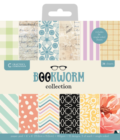 Crafters Companion - Designpapier "Bookworm Collection" Paper Pack 6x6 Inch - 36 Bogen