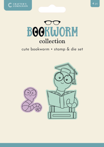 Crafters Companion - Stempelset & Stanzschablone "Cute Bookworm" Stamp & Dies