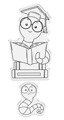 Crafters Companion - Stempelset & Stanzschablone "Cute Bookworm" Stamp & Dies