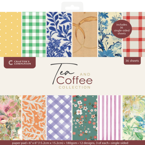 Crafters Companion - Designpapier "Tea & Coffee" Paper Pack 6x6 Inch - 36 Bogen