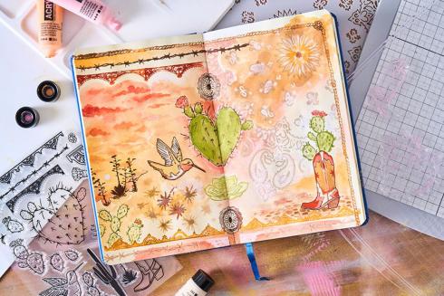 Sizzix - Schablone & Stempelset "Western" Stencil & Clear Stamps by Vic Hollins