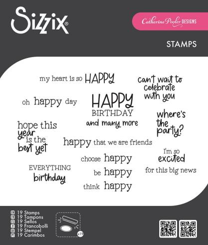 Sizzix - Stempelset "Happy Everything Sentiment" Clear Stamps Design by Catherine Pooler