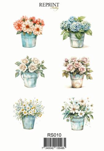 Reprint - Aufkleber "Flowers" Sticker 10x21cm - 1 Bogen