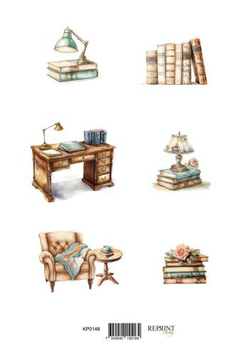 Reprint - Stanzteile "The Bookshop" Cutouts A4 - 8 Bogen