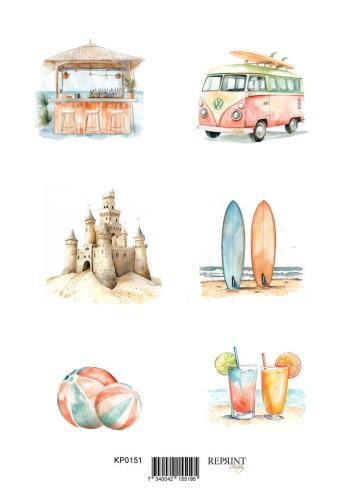 Reprint - Stanzteile "Summer" Cutouts A4 - 8 Bogen
