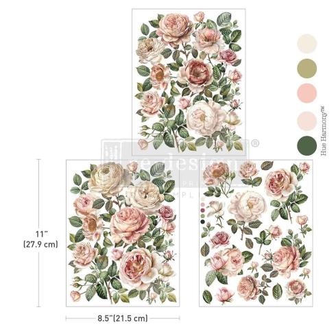 Re-Design with Prima - Transfer Aufkleber 8,5x11 Inch "Blush Blossoms" Decor Transfer 3 Bogen 