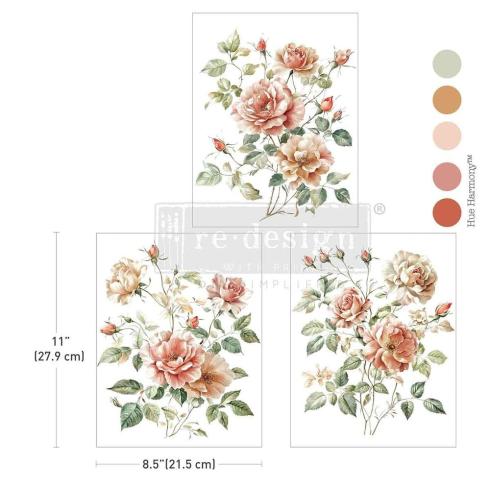 Re-Design with Prima - Transfer Aufkleber 8,5x11 Inch "Gentle Symphony" Decor Transfer 3 Bogen 
