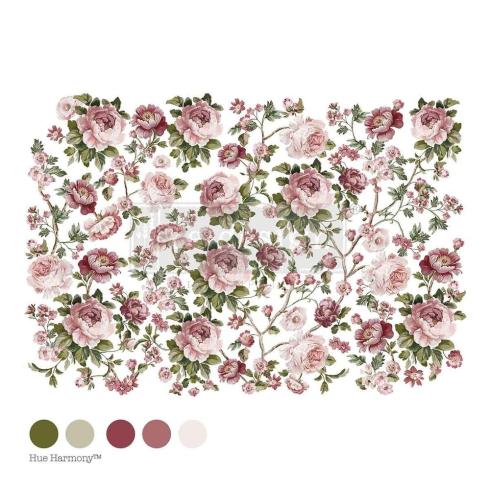 Re-Design with Prima - Transfer Aufkleber 24x35 Inch "Kacha Blushing Blooms Symphony" Decor Transfer 4 Bogen 