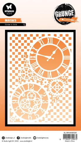 Studio Light - Schablone "Clocks & Grid" Stencil Grunge Collection