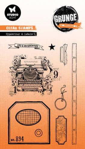 Studio Light - Stempelset "Typewriter & Labels" Clear Stamps Grunge Collection
