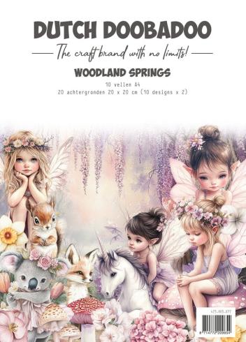 Dutch Doobadoo - Designpapier "Woodland Springs" Paper Pack 20x20cm - 10 Bogen
