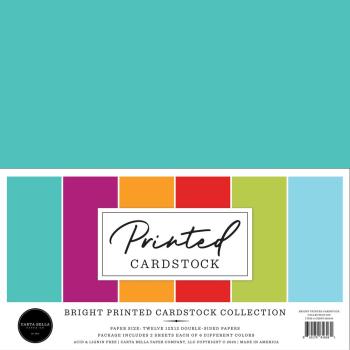 Carta Bella - Cardstock "Bright Printed" Coordinating Solids Paper Pack 12x12 Inch - 12 Bogen