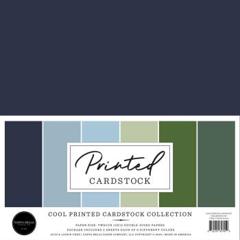Carta Bella - Cardstock "Cool Printed" Coordinating Solids Paper Pack 12x12 Inch - 12 Bogen