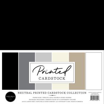 Carta Bella - Cardstock "Neutral Printed" Coordinating Solids Paper Pack 12x12 Inch - 12 Bogen