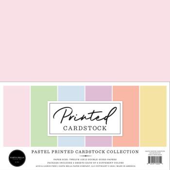 Carta Bella - Cardstock "Pastel Printed" Coordinating Solids Paper Pack 12x12 Inch - 12 Bogen
