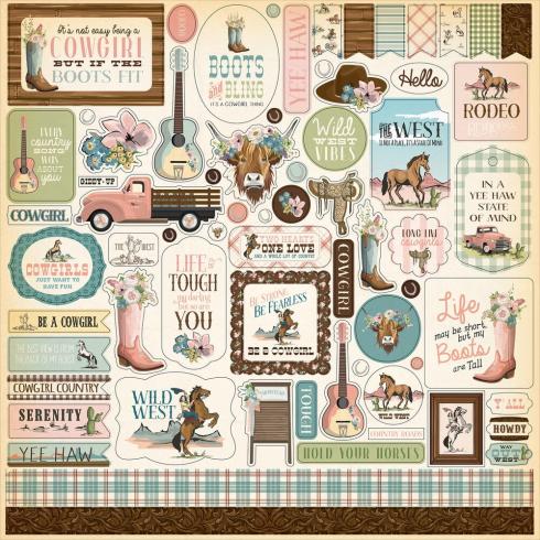 Carta Bella - Aufkleber "Cowgirl" Element Stickers 