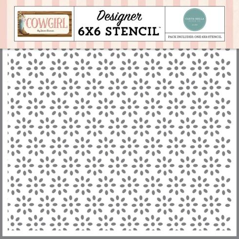 Carta Bella - Schablone 6x6 Inch "Cowgirl Flower" Stencil