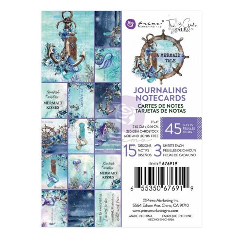 Prima Marketing - Designpapier "A Mermaid's Tale" Paper Pack - Journaling Cards 3x4 Inch - 45 Bogen