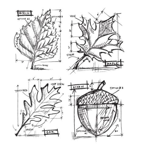 Stampers Anonymous - Gummistempelset "Autumn Blueprint" Cling Stamp Design by Tim Holtz