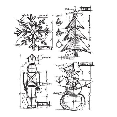 Stampers Anonymous - Gummistempelset "Christmas Blueprint" Cling Stamp Design by Tim Holtz