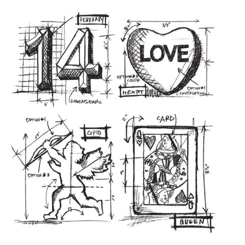 Stampers Anonymous - Gummistempelset "Valentine Blueprint" Cling Stamp Design by Tim Holtz
