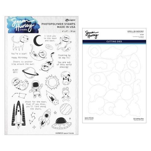 Spellbinders - Stempelset & Stanzschablone "Space Friends" Clear Stamps & Dies