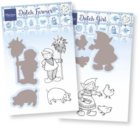 Marianne Design - Stempel & Stanzschbalone "Assorti Dutch Farm" Clear Stamps & Dies
