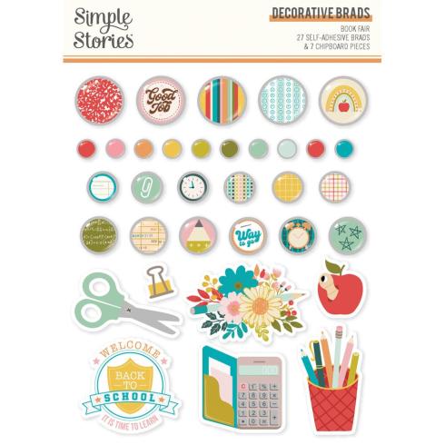 Simple Stories - Decorative Brads "Book Fair" 