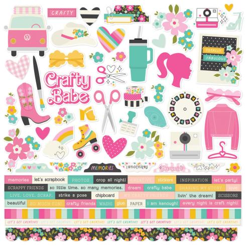 Simple Stories - Aufkleber "Crafty Babe" Cardstock Sticker 