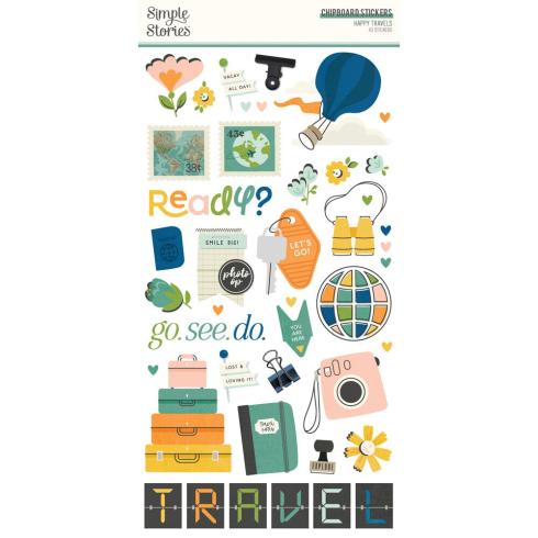 Simple Stories - Aufkleber "Happy Travels" Chipboard Sticker 