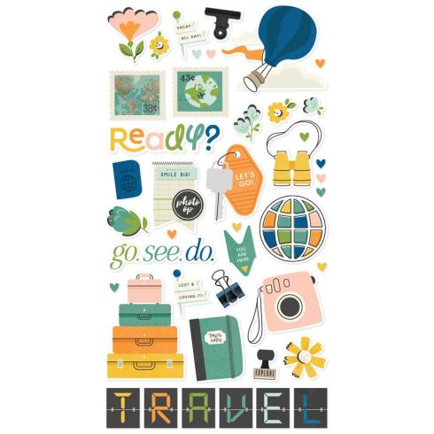 Simple Stories - Aufkleber "Happy Travels" Chipboard Sticker 