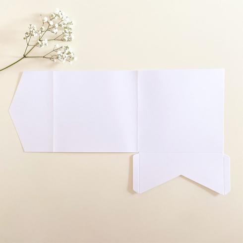 Pocketfold-Karte Quadrat (15x15) Recycling-Karton "Puderweiss" Exklusiv Line