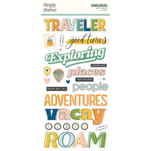 Simple Stories - Aufkleber "Happy Travels" Foam Sticker